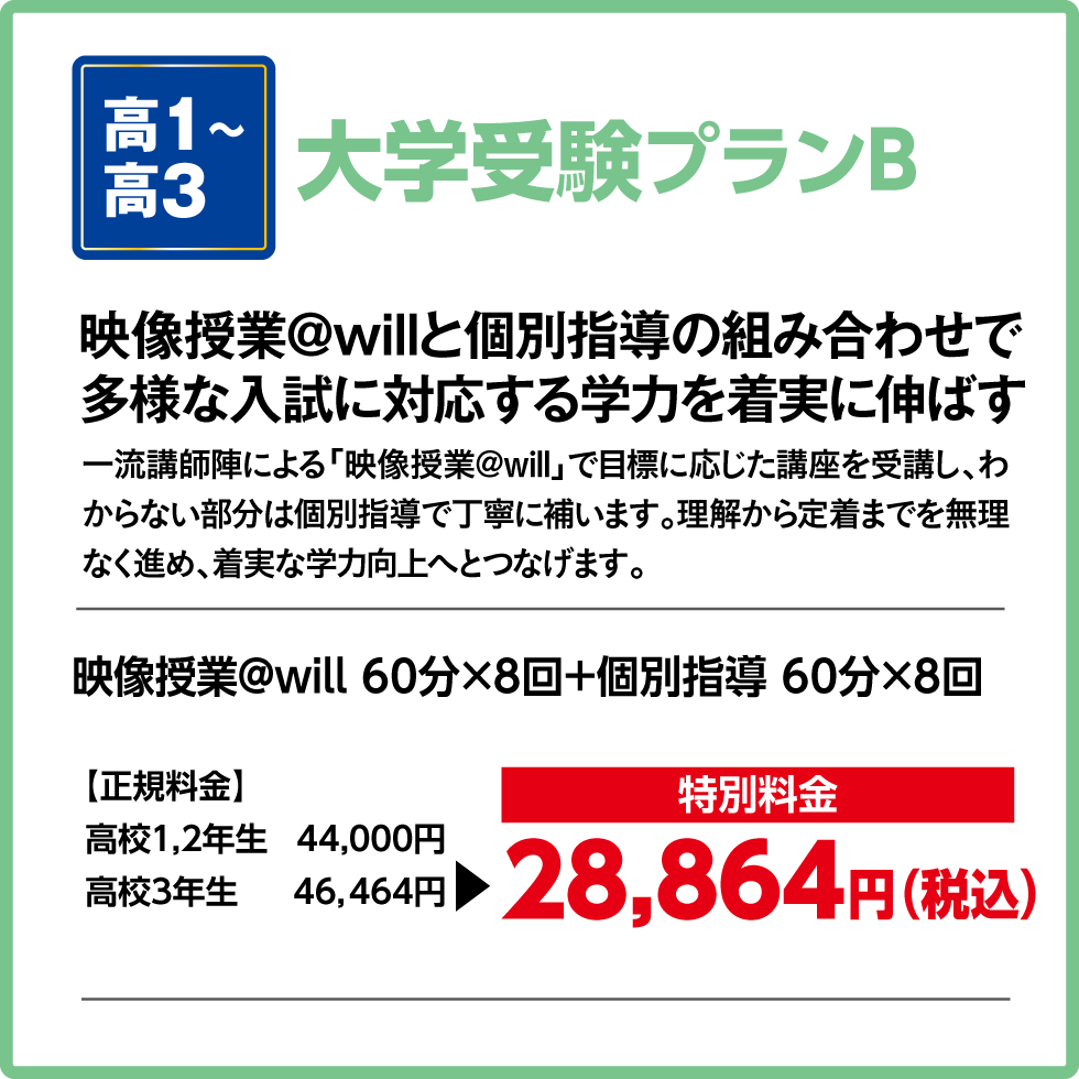 映像授業と個別指導で、得意は伸ばし、苦手は克服できます！