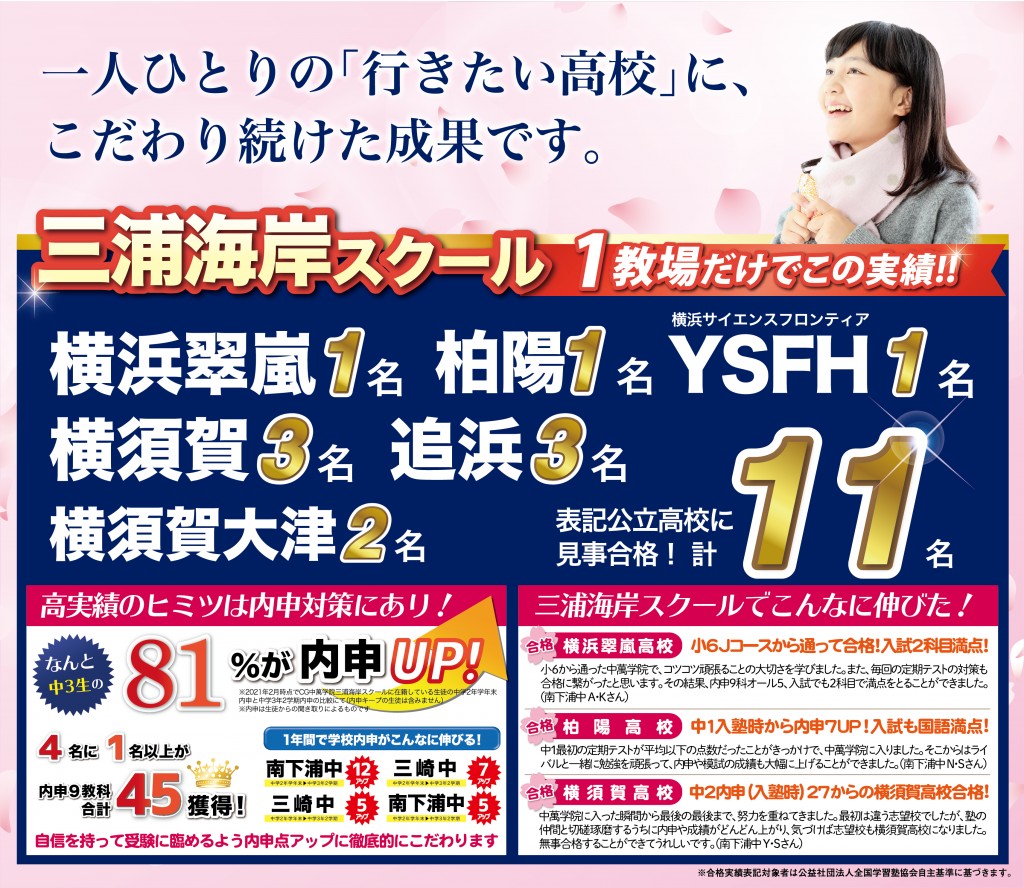 三浦海岸スクール Cg中萬学院 神奈川県三浦市の中高一貫校受験 高校受験に強い学習塾 進学塾